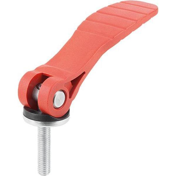 Kipp Cam Lever with plastic handle ext. thread, steel or stainless, metric K0648.15218406X20